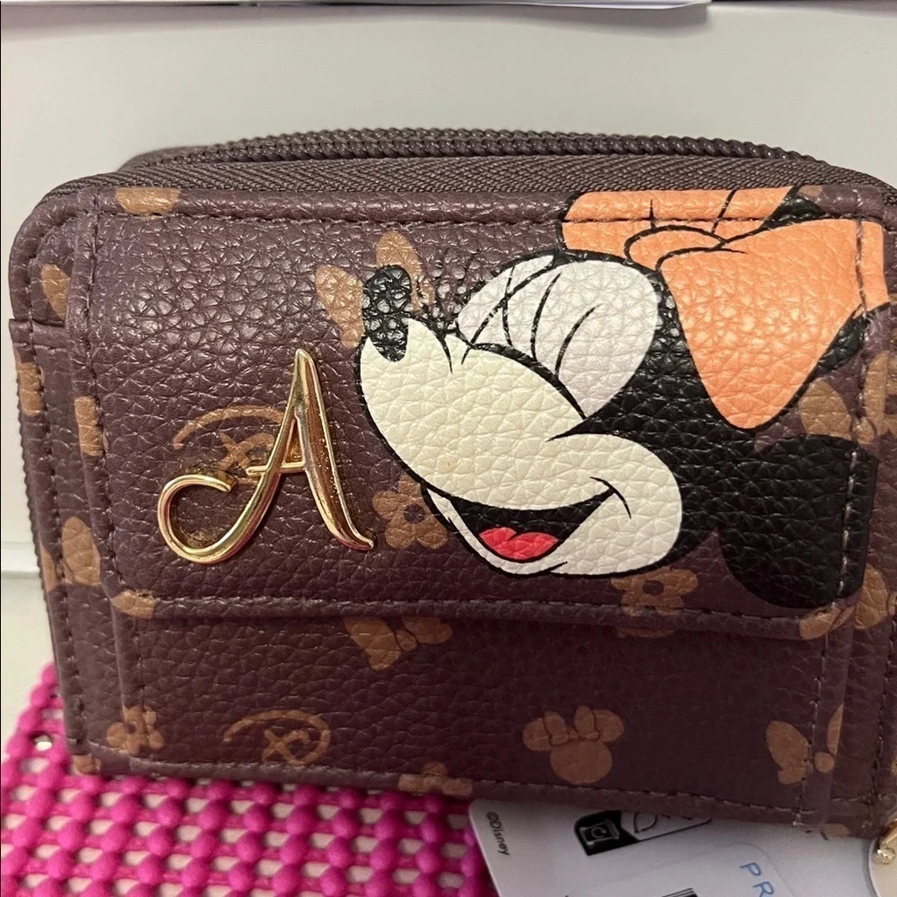 Disney Minnie Mouse brown small zip around waller letter A Primark